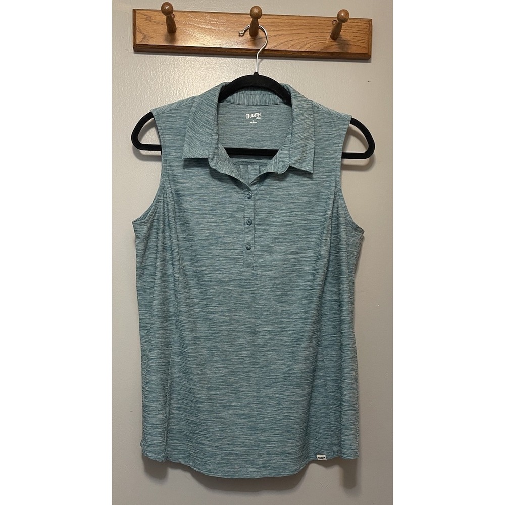 Duluth Women Sleeveless Polo Cooling Golf Top Large Green